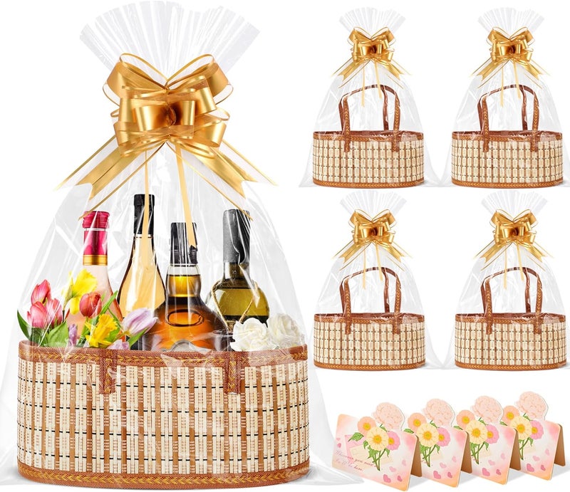 Orchidleaf 4 Set Basket Empty for Gift, Bamboo Wicker Basket - Image 1